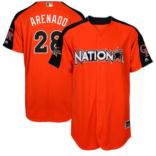 Rockies #28 Nolan Arenado Orange 2017 All-Star National League Stitched Youth MLB Jersey